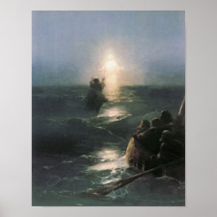 Jesus, der auf Wasser, Malerei Iwans Aivazovsky Poster