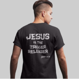 Jesus der Auslöser Kreuz Bibel Schrift T-Shirt