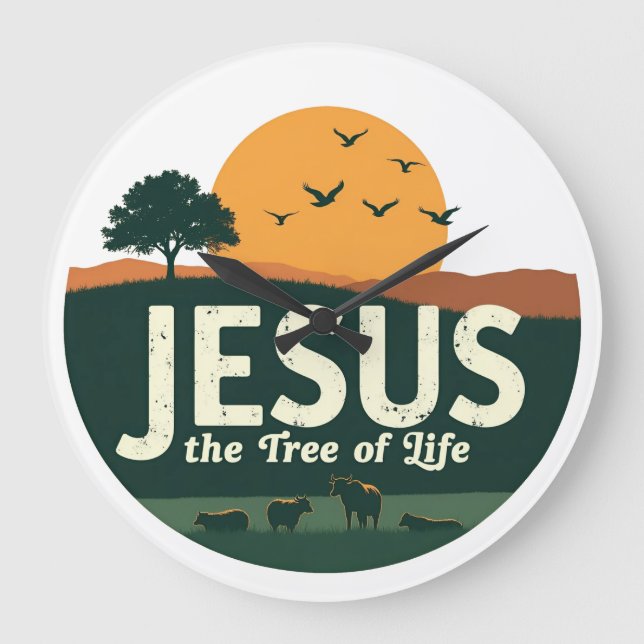 Jesus: Der Baum des Lebens Große Wanduhr (Vorderseite)
