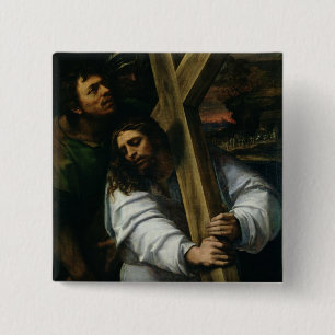 Jesus, der das Kreuz, c.1535 (Öl, trägt auf Button