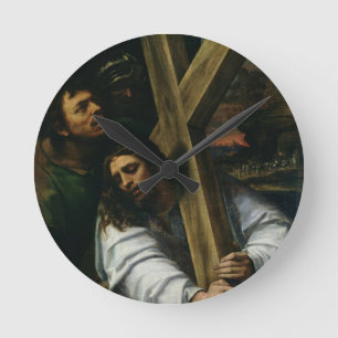 Jesus, der das Kreuz, c.1535 (Öl, trägt auf Runde Wanduhr