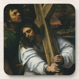 Jesus, der das Kreuz, c.1535 (Öl, trägt auf Untersetzer
