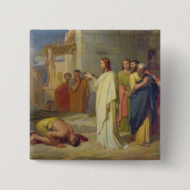 Jesus, der den Aussätzigen, 1864 heilt Button (Vorderseite)