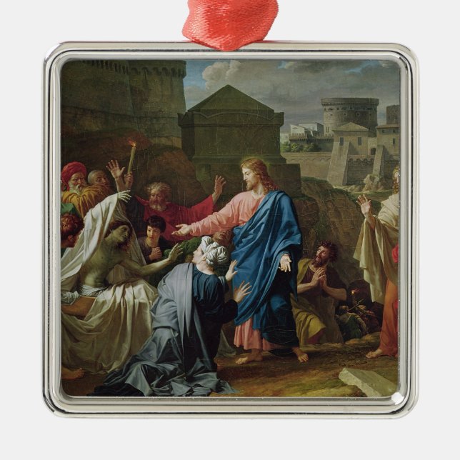 Jesus, der den Sohn der Witwe von Naim wieder Silbernes Ornament (Vorne)