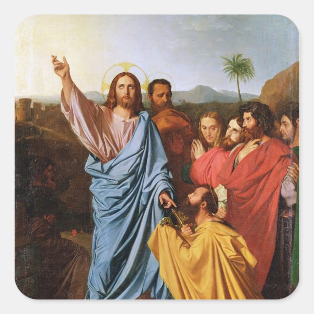 Jesus, der die Schlüssel zu St Peter, 1820 Quadratischer Aufkleber (Vorderseite)