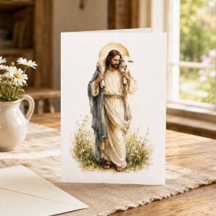 Jesus der gute Hirte Aquarell Christlich Karte
