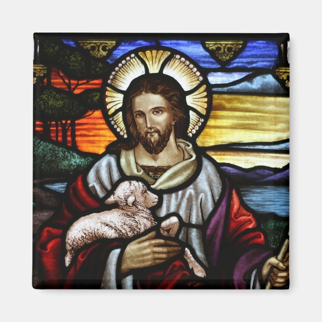 Jesus der gute Hirte verkleidete Glass Magnet (Vorne)