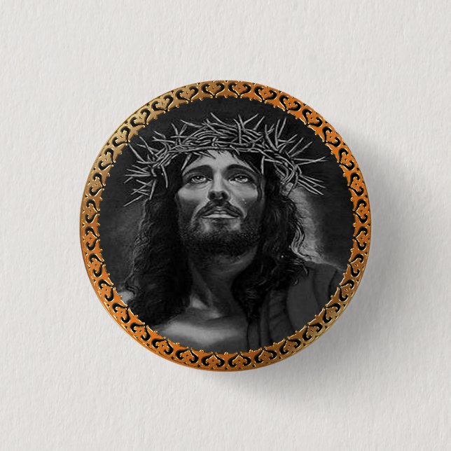 Jesus, der in den Himmel schaut Button (Vorderseite)