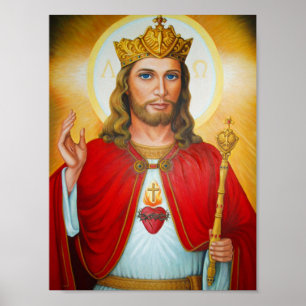 Jesus der König segne heiliges Herz Jesu Poster