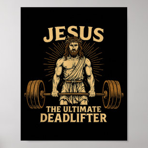 Jesus der Kraftsportler Christliche Fitness Poster