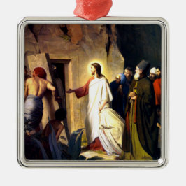 Jesus, der Lazarus aus den Toten erhebt Silbernes Ornament