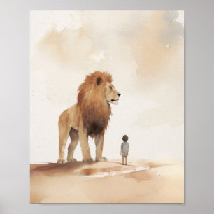 Jesus, der Löwe und das Kind, digitale Printmedien Poster