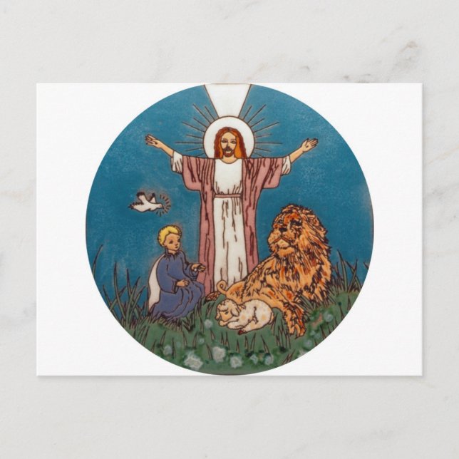 Jesus der Löwe und das Lamm Postkarte (Vorderseite)
