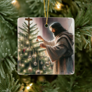 Jesus, der Messias, der Weihnachtsbaum dekoriert Keramikornament