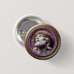 Jesus, der mit Dornen in den Himmel schaut Button