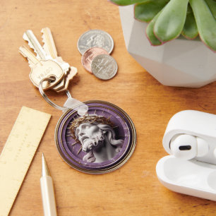 Jesus, der mit Dornen in den Himmel schaut Schlüsselanhänger