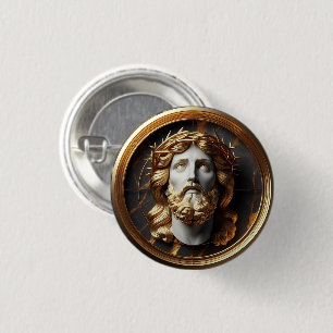 Jesus, der mit göttlicher Begegnung in den Himmel  Button