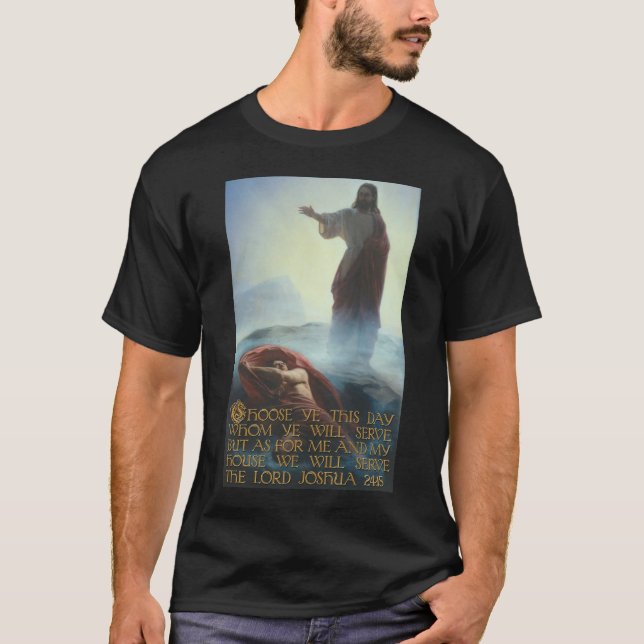 Jesus, der Satan und Joshua-24:15 besiegt T-Shirt (Vorderseite)