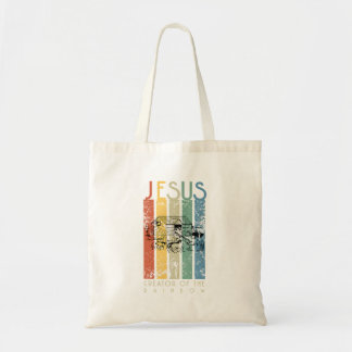 Jesus der Schöpfer des Regenbogens Tragetasche