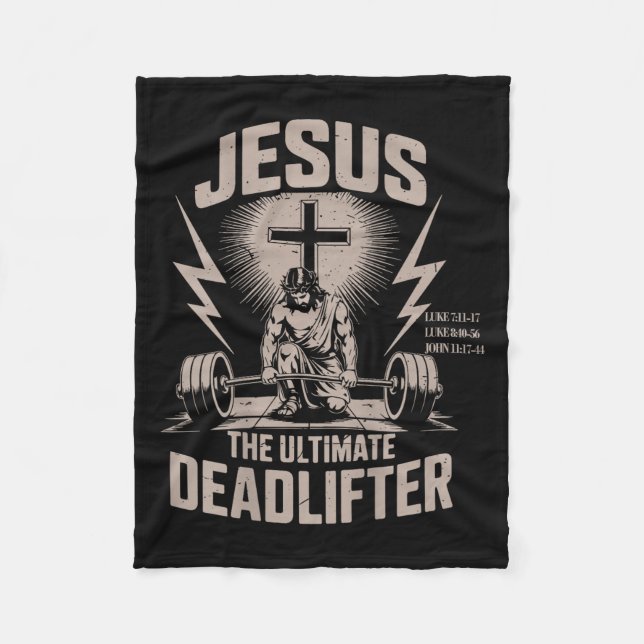 Jesus Der ultimative Deadlifter Lustiger Christlic Fleecedecke (Vorderseite)