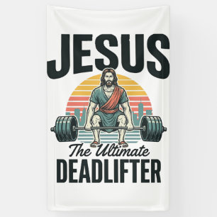 Jesus Der ultimative Deadlifter Vintage Banner