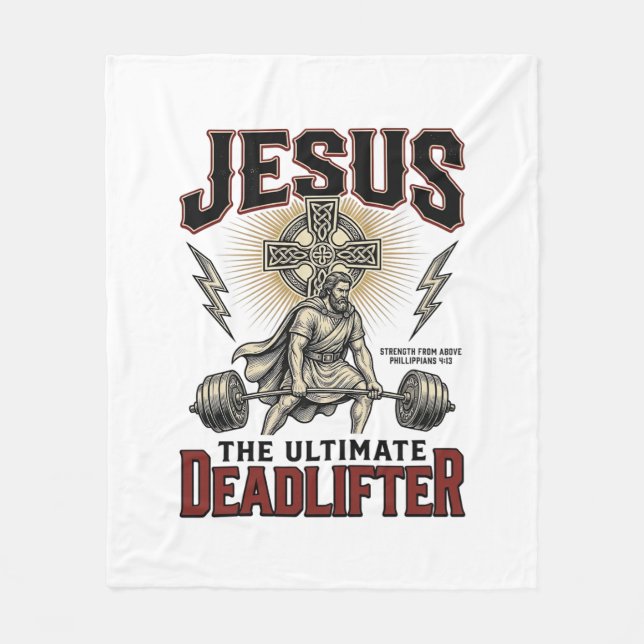 Jesus Der ultimative Deadlifter Vintage Christlich Fleecedecke (Vorderseite)