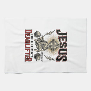 Jesus Der ultimative Deadlifter Vintage Christlich Geschirrtuch