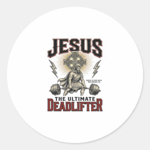 Jesus Der ultimative Deadlifter Vintage Christlich Runder Aufkleber