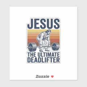 Jesus der ultimative Deadlifter Vintage Gym-Shirt_ Aufkleber