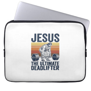 Jesus Der ultimative Deadlifter Vintage Gym Shirt_ Laptopschutzhülle