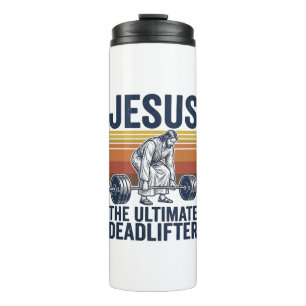 Jesus Der ultimative Deadlifter Vintage Gym-Shirt_ Thermosbecher