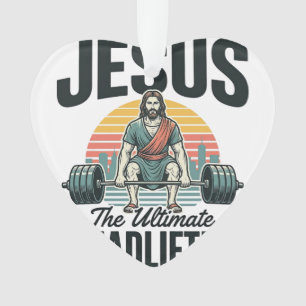 Jesus Der ultimative Deadlifter Vintage Ornament