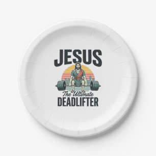Jesus der ultimative Deadlifter Vintage Pappteller