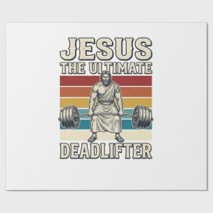 Jesus der ultimative Deadlifter Vintage-Vektordesi Geschenkpapier