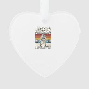 Jesus Der ultimative Deadlifter Vintage-Vektordesi Ornament