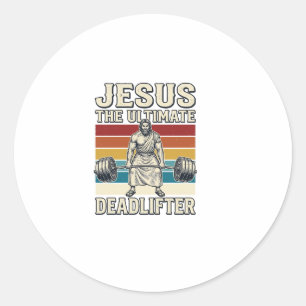 Jesus Der ultimative Deadlifter Vintage-Vektordesi Runder Aufkleber