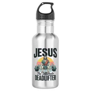 Jesus der ultimative Kraftsportler Vintage Edelstahlflasche