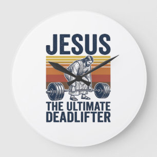 Jesus der ultimative Kraftsportler Vintage Gym Shi Große Wanduhr