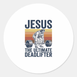 Jesus Der ultimative Kraftsportler Vintage-Gym-Shi Runder Aufkleber