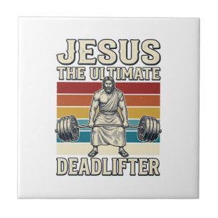 Jesus der ultimative Kraftsportler Vintage-Vektord Fliese