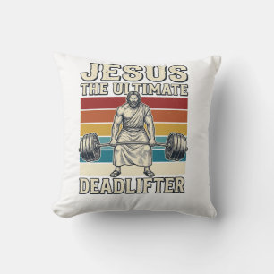 Jesus der ultimative Kraftsportler Vintage-Vektord Kissen
