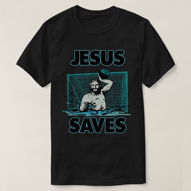 Jesus der Wasserpolo Goalie Rette für Christus in  T-Shirt (Design vorne)