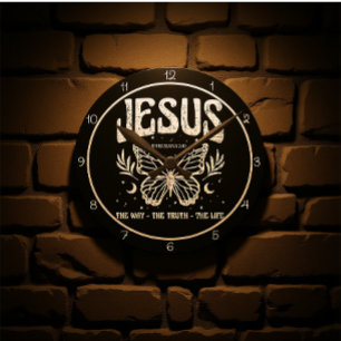 Jesus Der Weg Die Wahrheit Das Leben Schmetterling Runde Wanduhr
