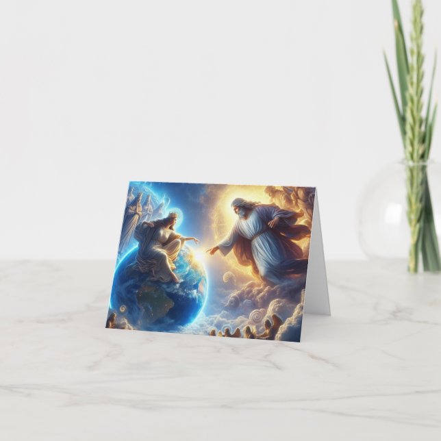 Jesus, die Frau berührt Gottes Hand Karte (Vorderseite)