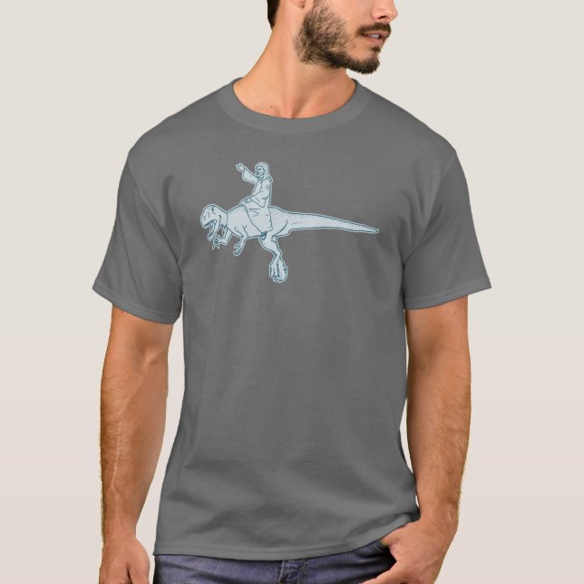 Jesus-Dinosaurier-Reitert-shirt T-Shirt (Vorderseite)