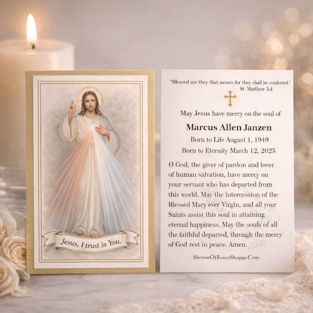 Jesus Divine Mercy Funeral Memorial Prayer Cards Visitenkarte (Von Creator hochgeladen)