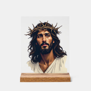 Jesus Dornenkrone Vintage Gravur Shirt (1) Acrylschild