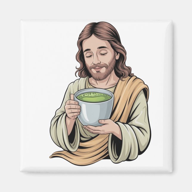 Jesus Drinken Matcha Drink Christlich Magnet (Vorne)