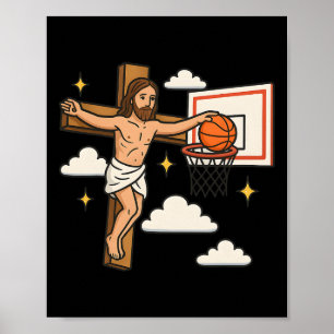 Jesus Dunk Lustiger Christlicher Glaube Jesus Spie Poster