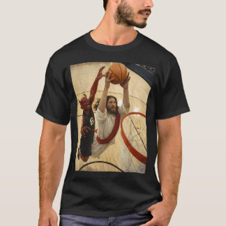 Jesus Dunking auf dem T-Shirt